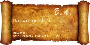 Balsai Arnót névjegykártya